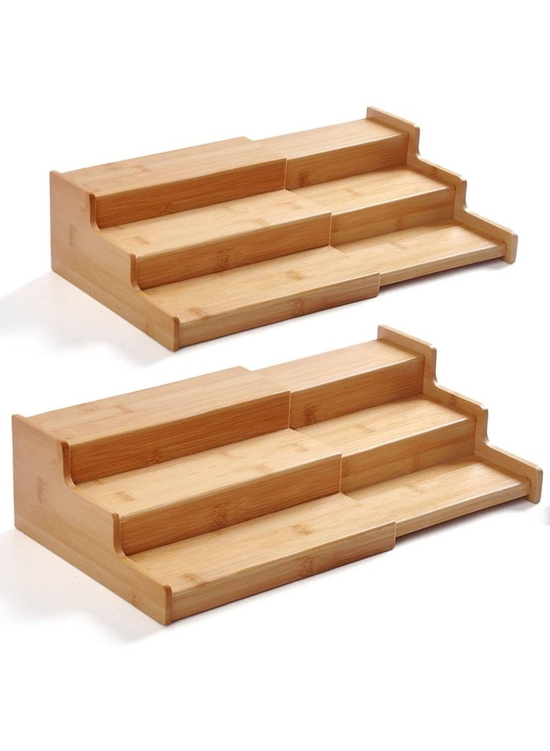 Arabest 2 Pack Bamboo Spice Organization for Cabinet, Cabinet Spice Organizer, 3-Tier Spice Rack Organizer for Cabinet, Kitchen Seasoning Organizer & Seasoning Rack - Image 1